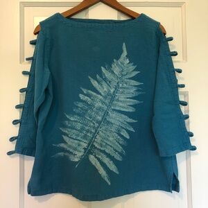 Hand printed Fern on Cotton Eye-lit Shirt